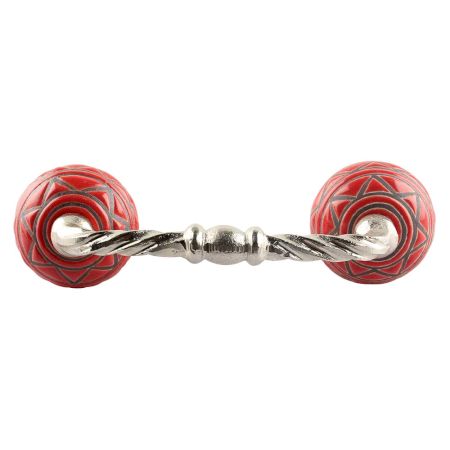 Etched Ceramic Cut Bridge Handle in Red